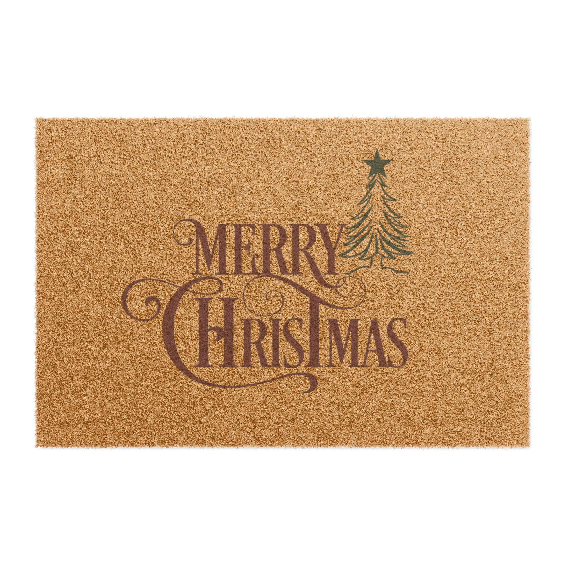 Merry Christmas doormat with festive tree design for front porch