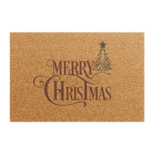 Merry Christmas doormat with festive tree design for front porch