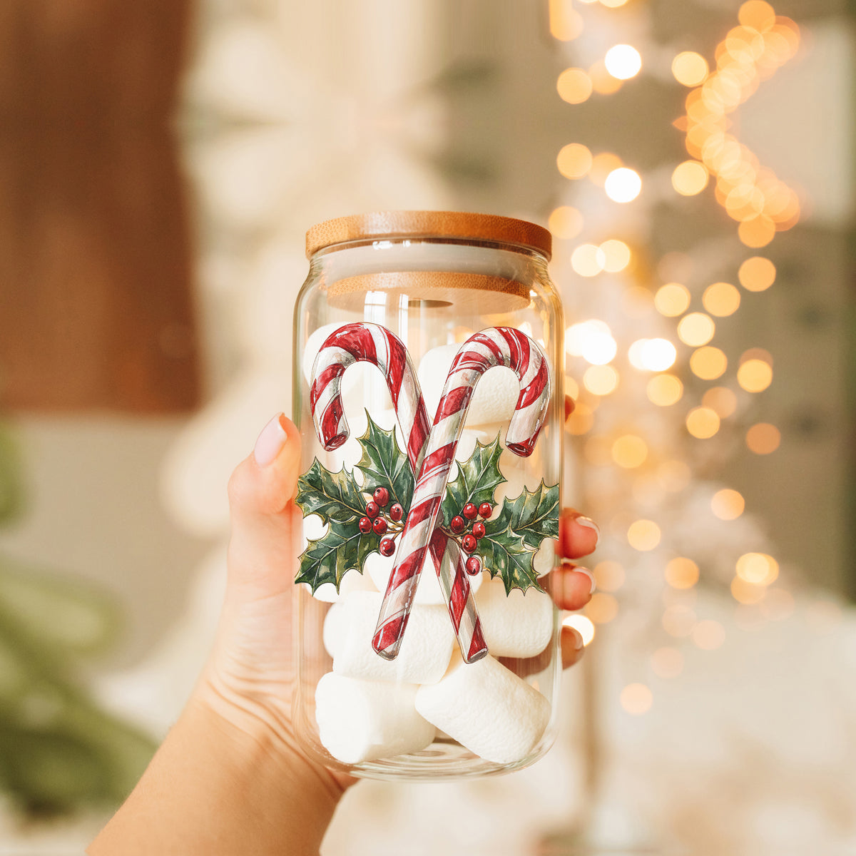 17oz Candy Cane Sipper Glass