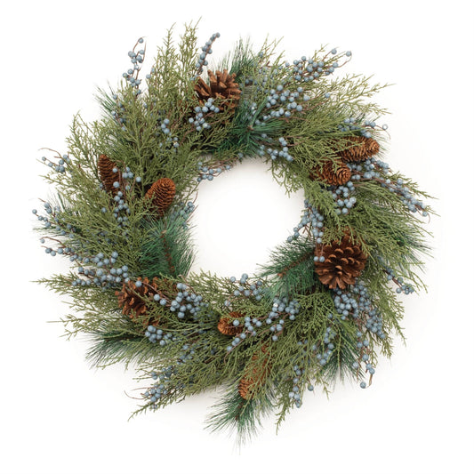 Juniper and Pincone Mixed Pine Wreath | 24''