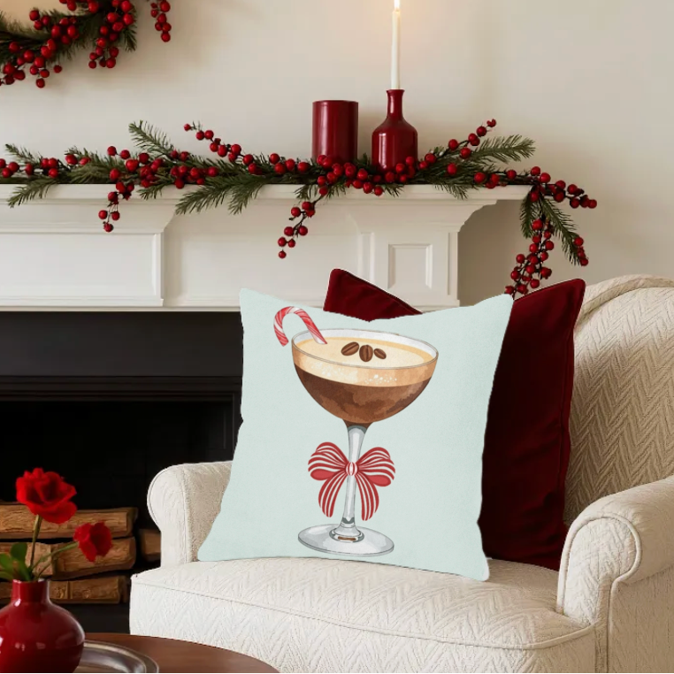 Espresso Martini Christmas Throw Pillow