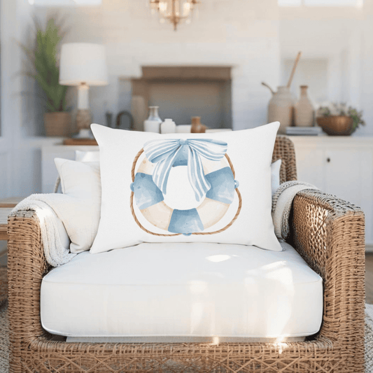 Lifesaver printed pillow for nautical interior