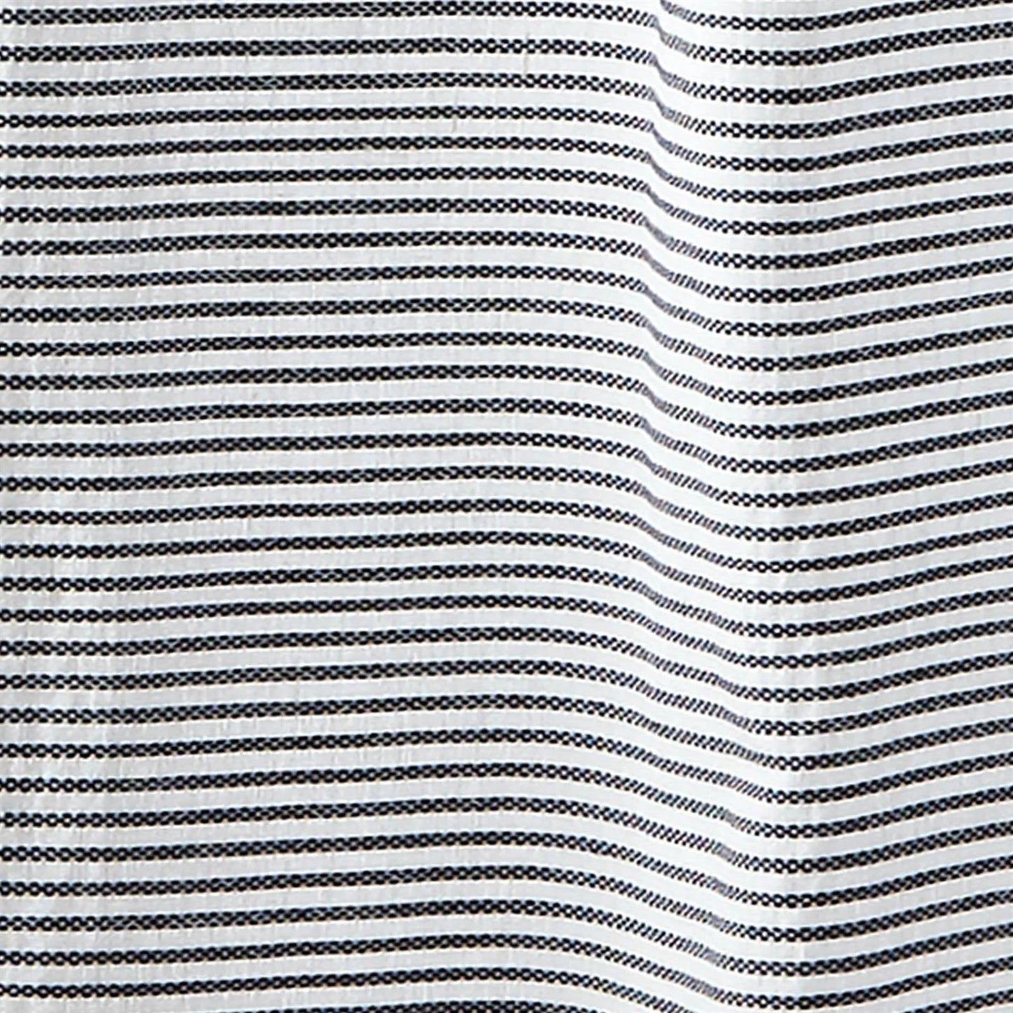 Navy stripe cotton curtain with tassels – full view