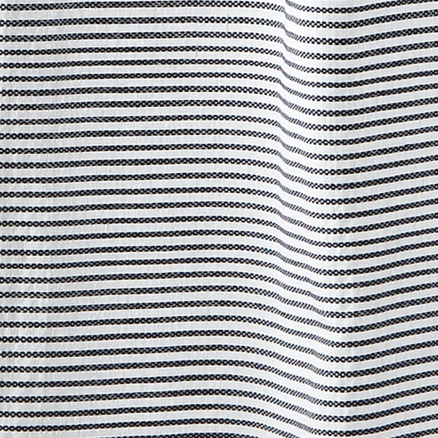 Navy stripe cotton curtain with tassels – full view
