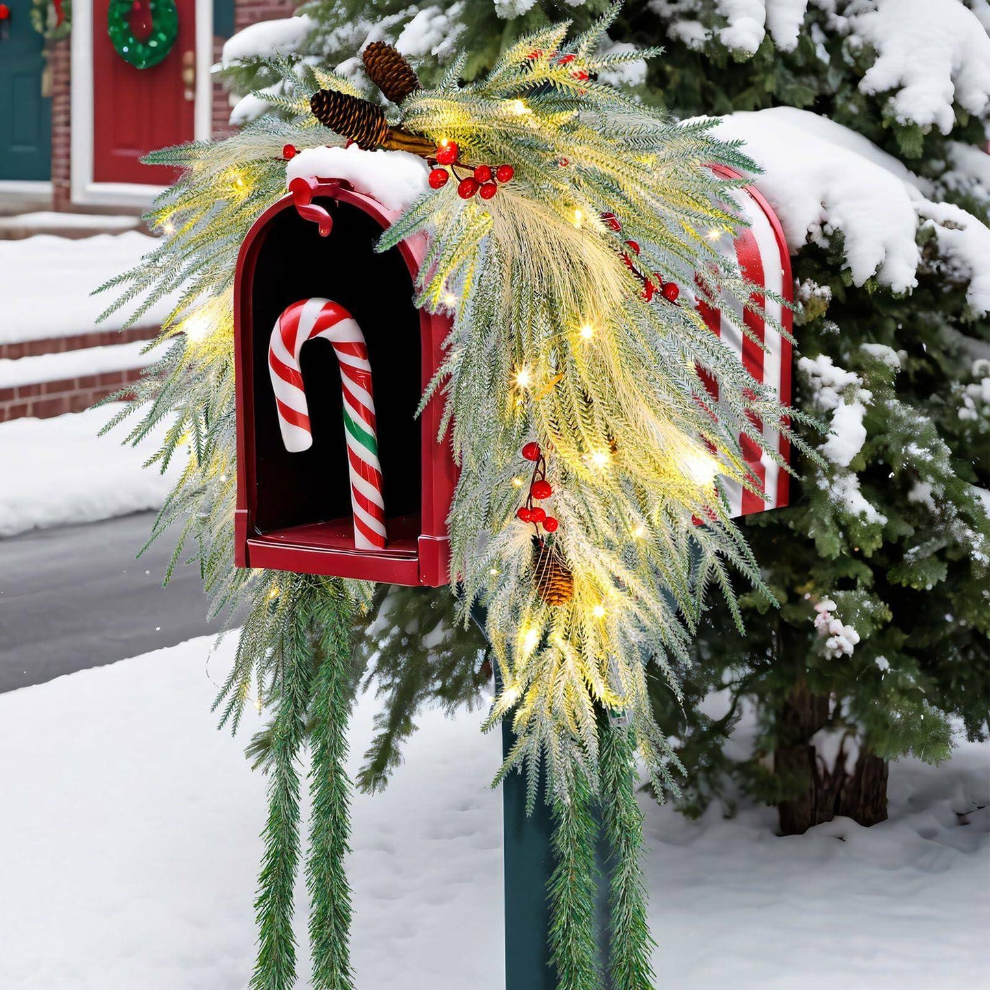 Prelit Christmas Mailbox Wreath