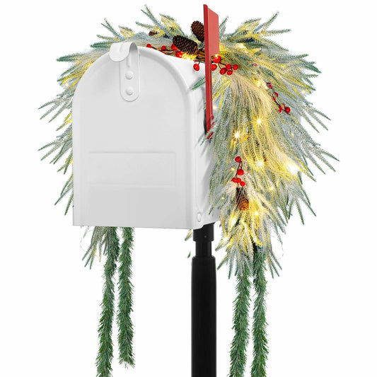 Prelit Christmas Mailbox Wreath