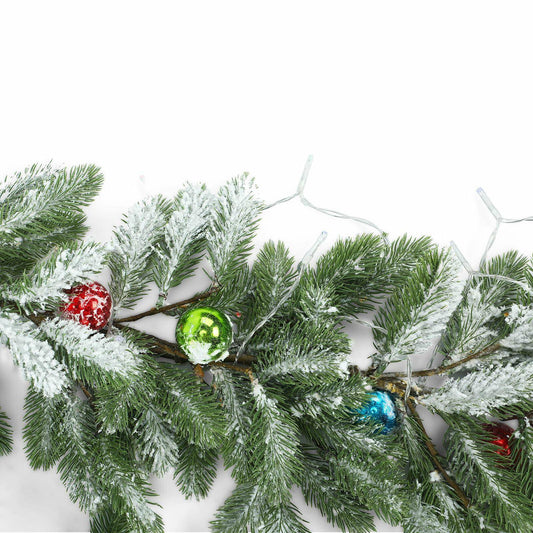 9FT Flocked Cedar Garland with 50 LED Lights