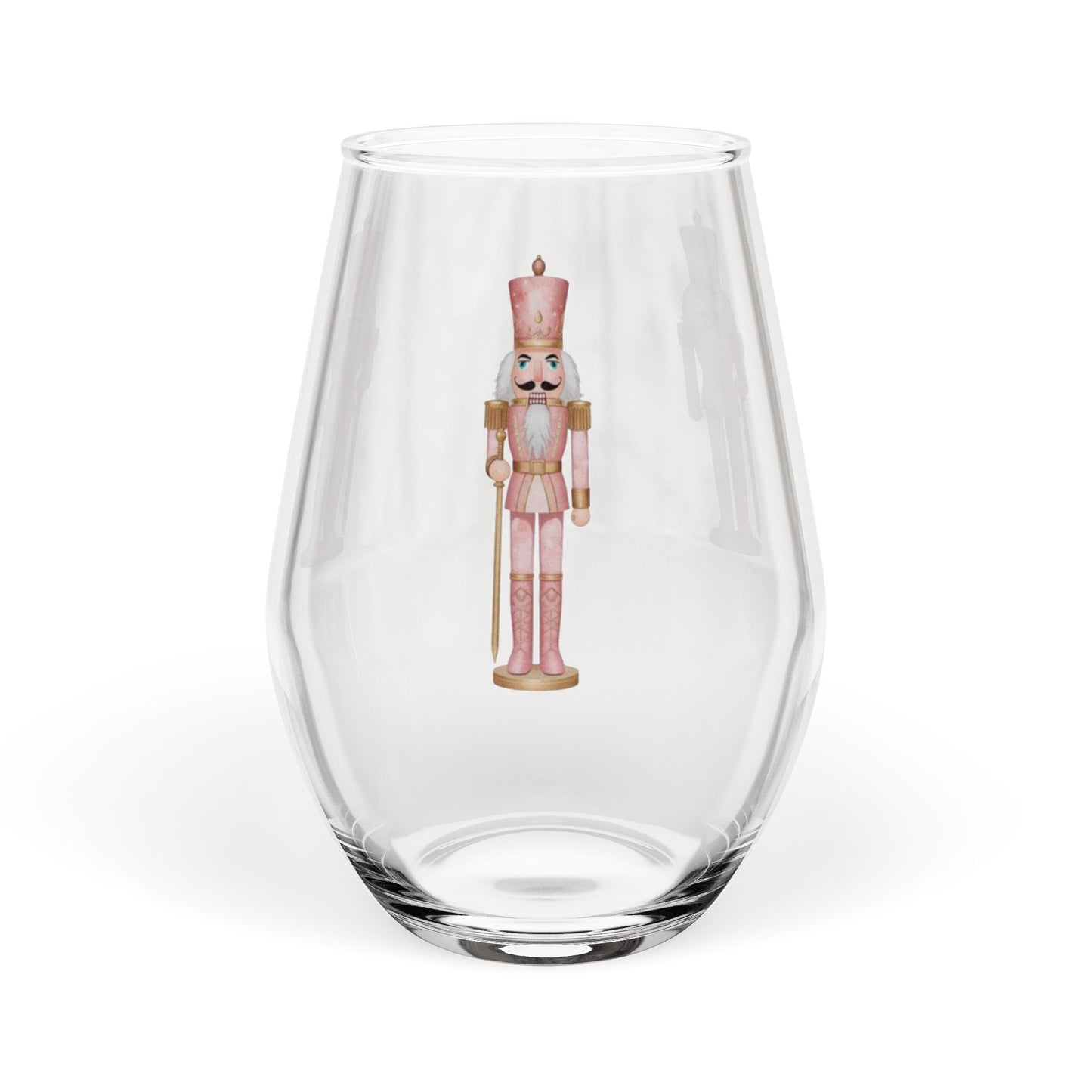 Pink Nutcracker Stemless Wine Glass – Holiday Drinkware