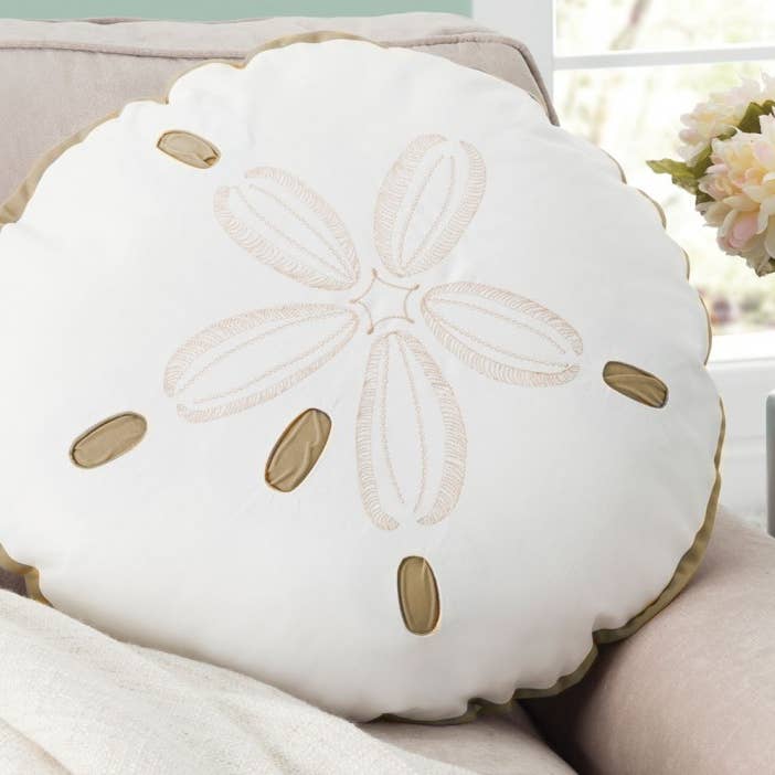 Sand Dollar Shaped Beige Indoor/Outdoor Pillow