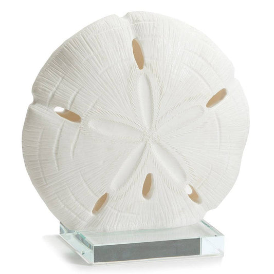 3D Sand Dollar Table Decor on Glass Base