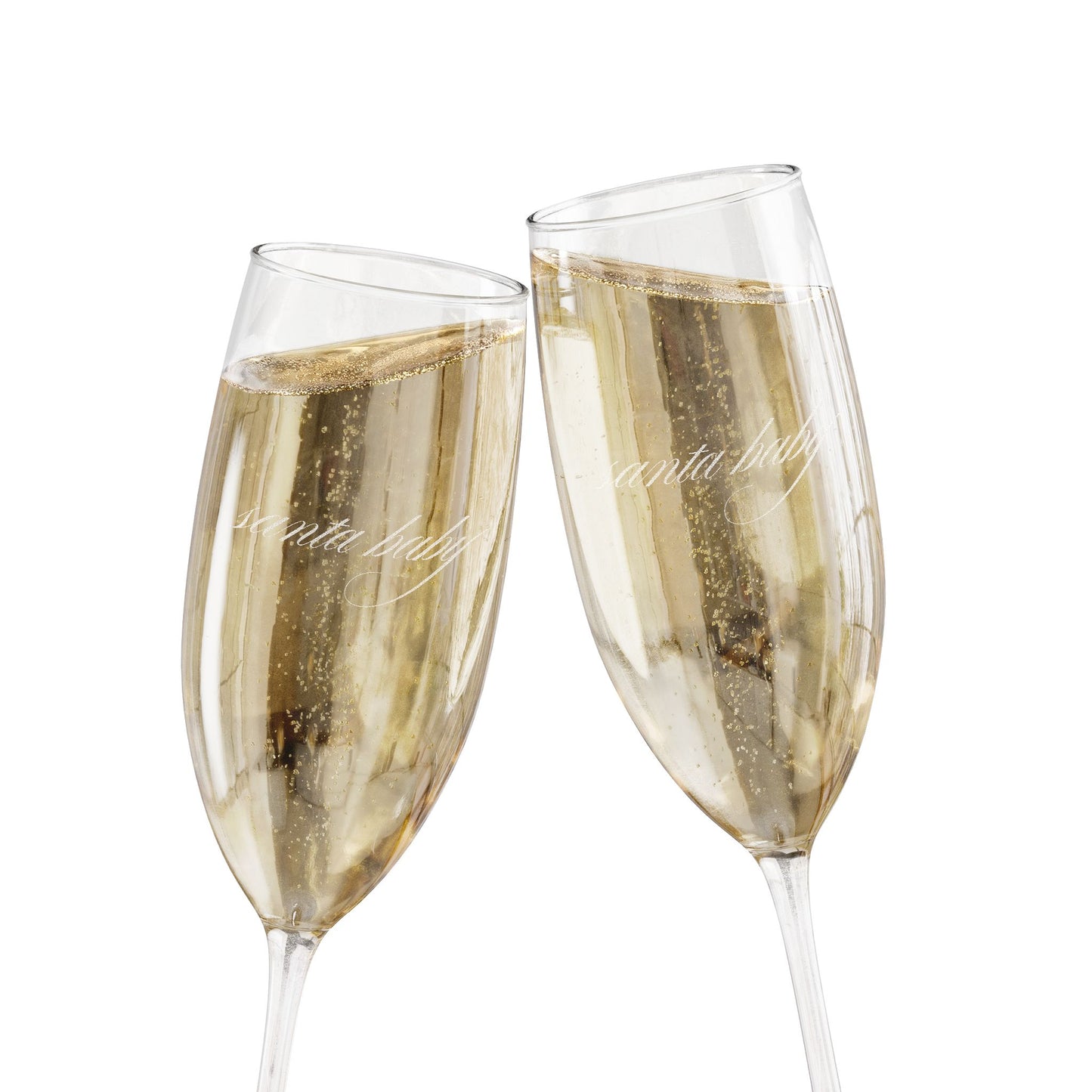 Santa Baby engraved 8oz champagne flute with festive holiday design