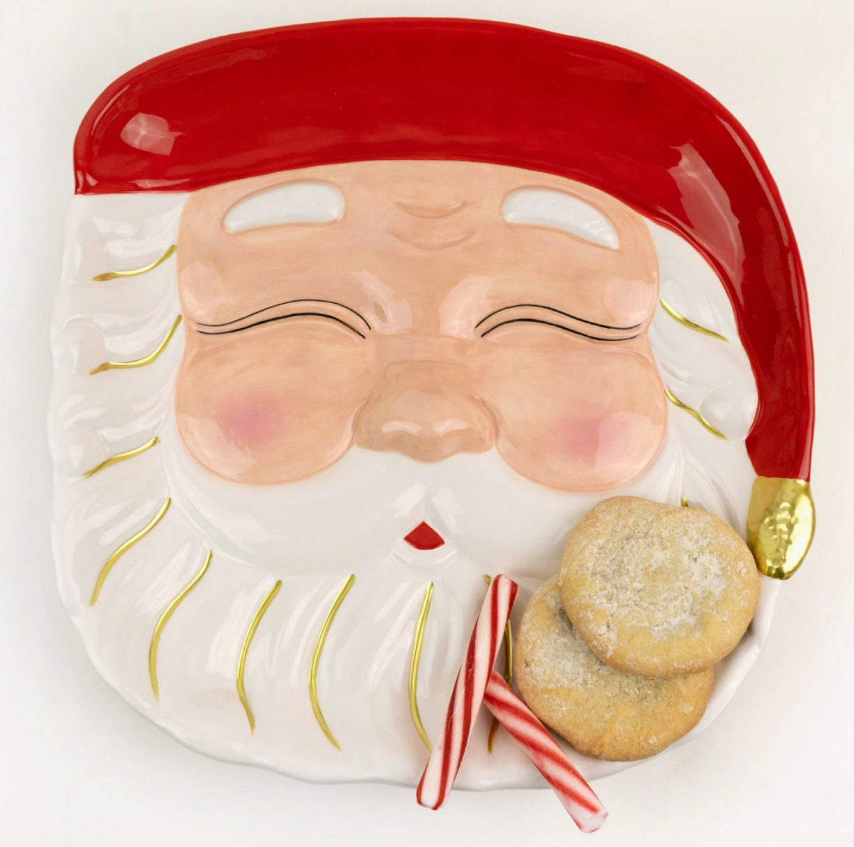 Close-up of Santa Christmas platter 12-inch