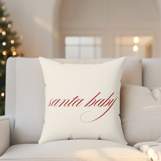 Santa Baby Luxe Suede Throw Pillow