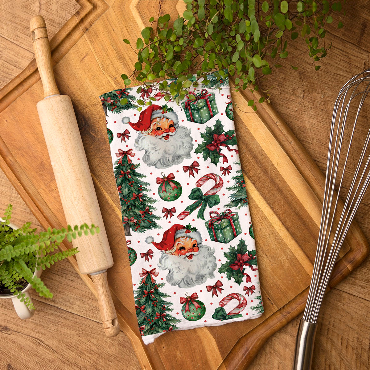 Vintage Santa Christmas Kitchen Towel