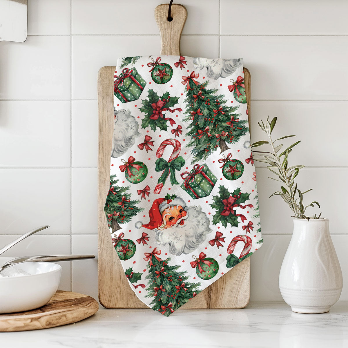Vintage Santa Christmas Kitchen Towel