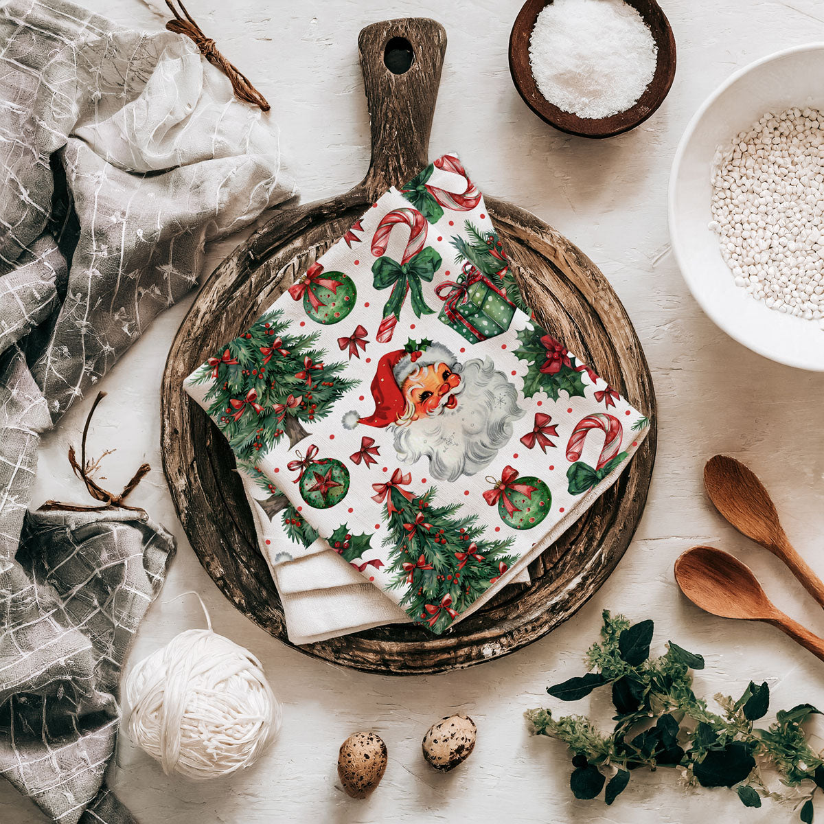 Vintage Santa Christmas Kitchen Towel