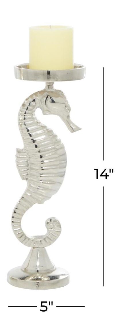 Silver Seahorse Candle Holders