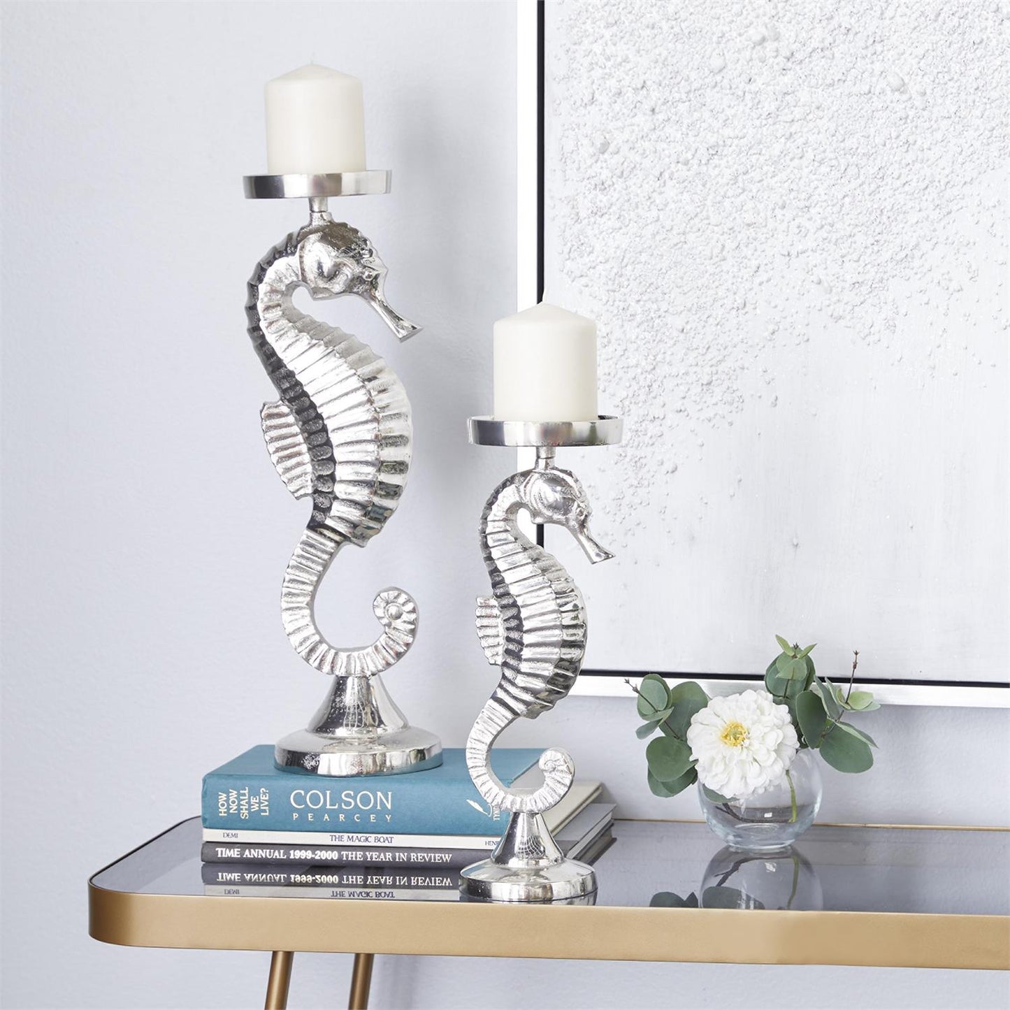 Silver Seahorse Candle Holders