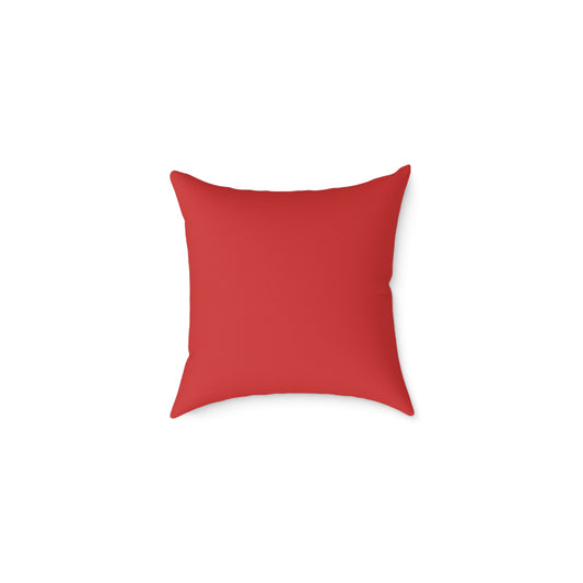 Close-up of the square Santa cushion showcasing the print quality, texture, and holly berry details.