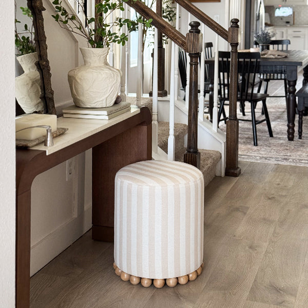 Striped Upholstered Stool Ottoman