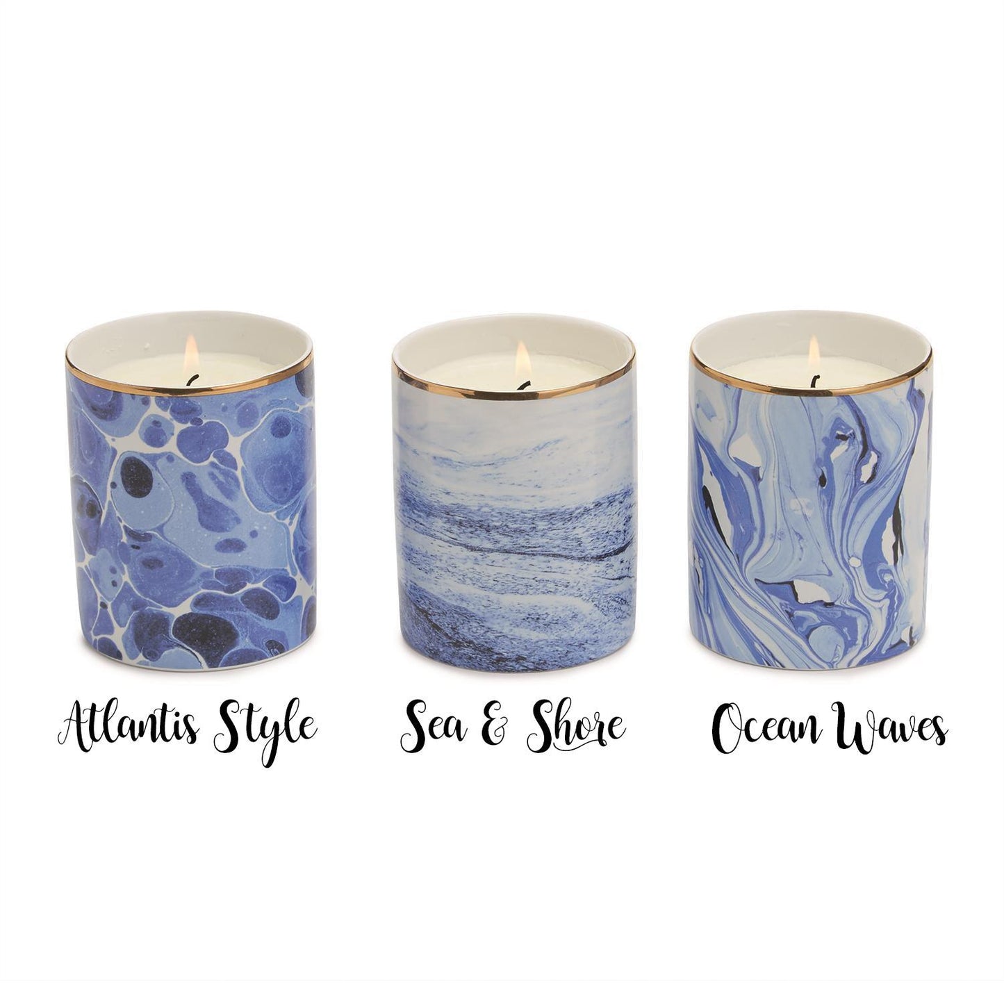 Blue Porcelain Candle - Mediterranean Ocean Scent (Soy Wax)