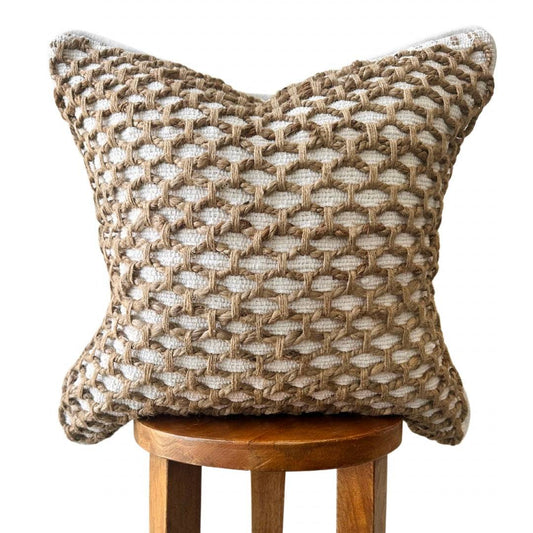 Coastal jute and cotton pillow cover with hidden zipper