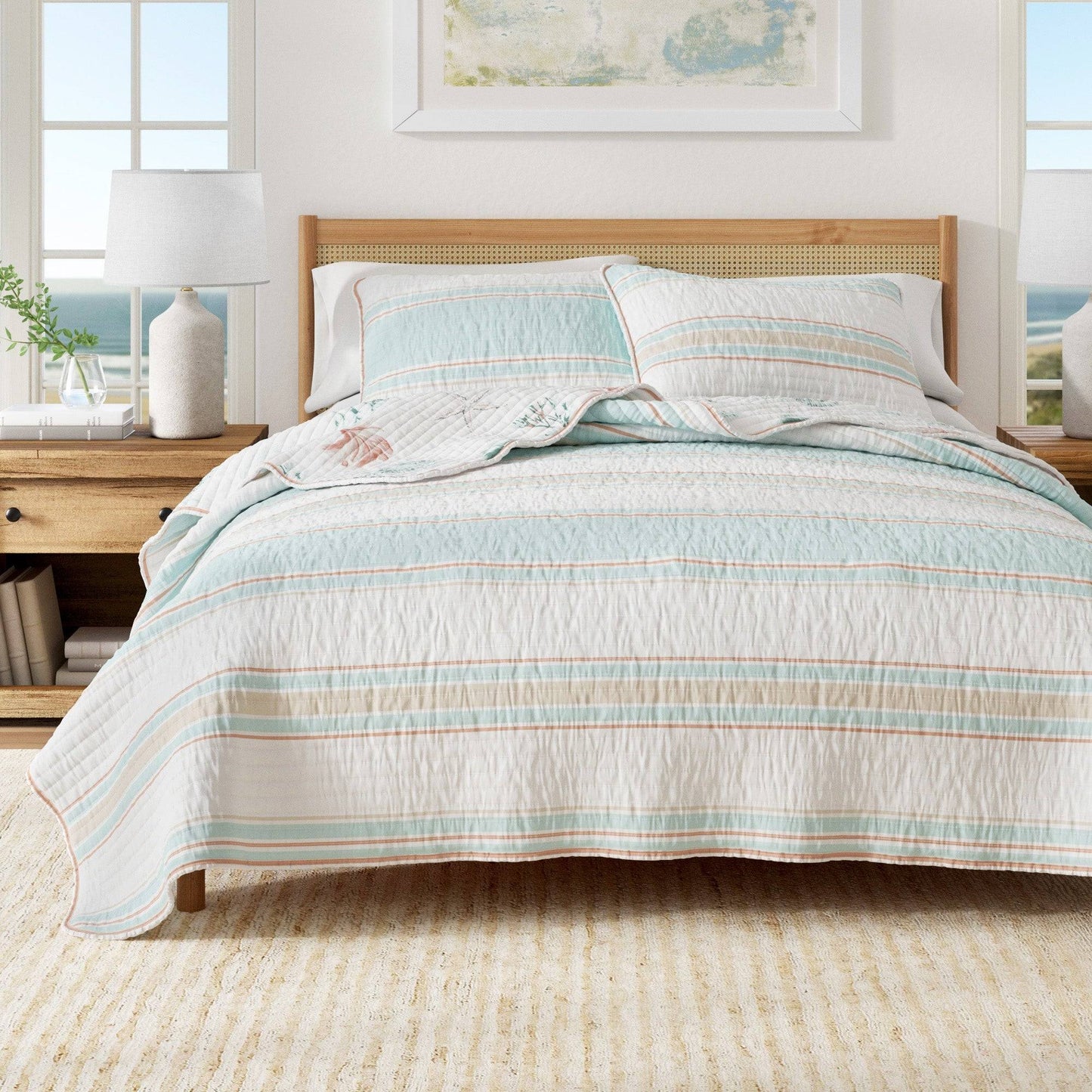 Coastal Printed Cotton Quilt Set