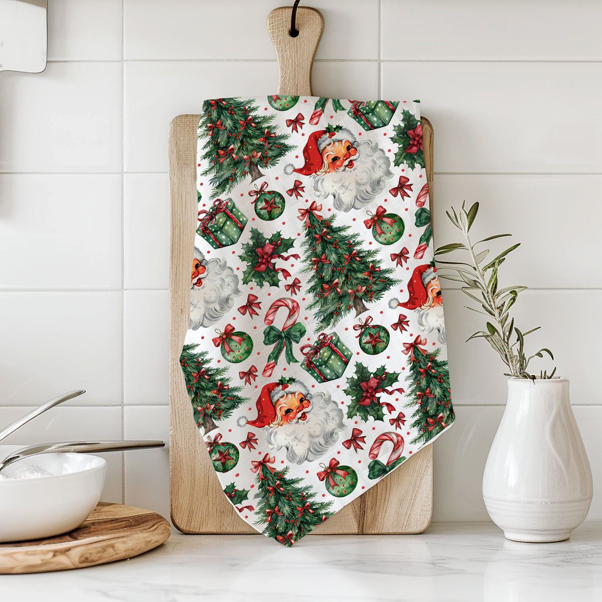 Vintage Santa Christmas Kitchen Towel