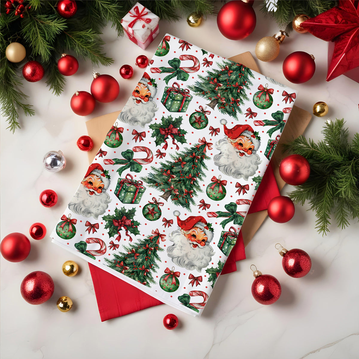 Vintage Santa Christmas Kitchen Towel