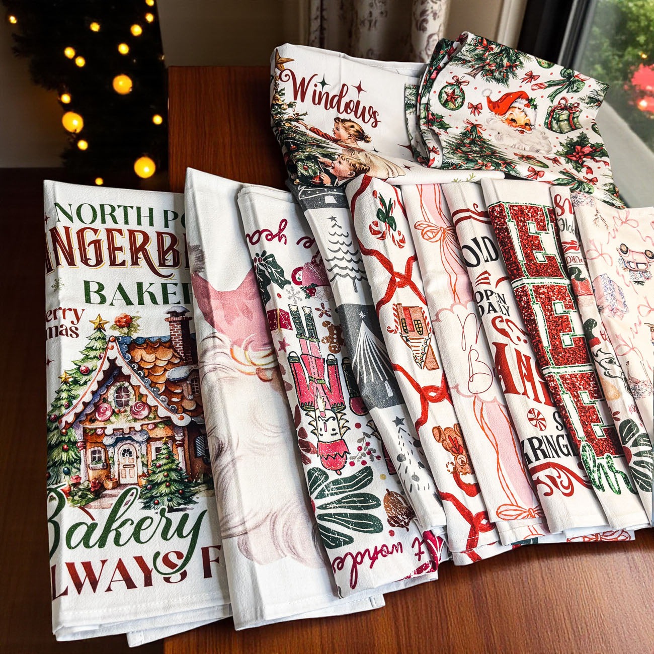 Boho Floral Nutcracker Christmas Kitchen Towel