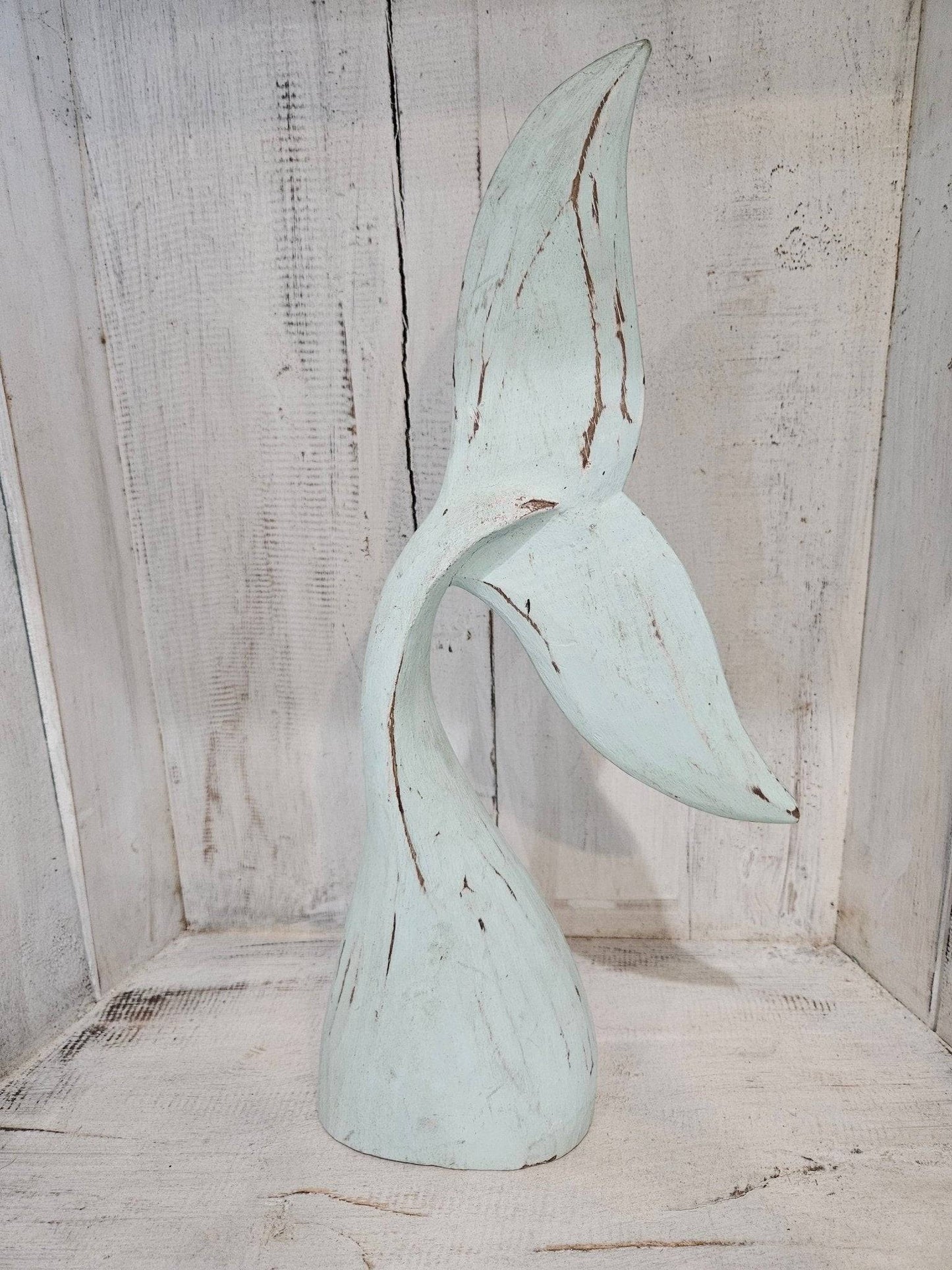 Wooden Whale Tails Tabletop Coastal Decor – 4 Colors Available (14.75" x 6")