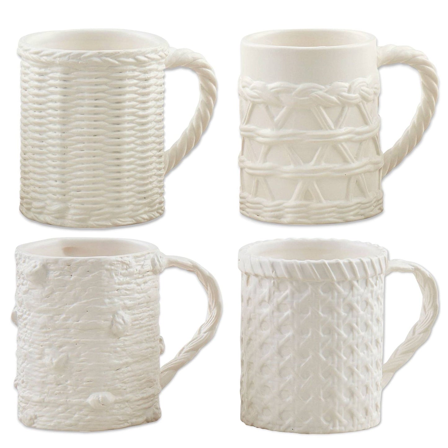 Woven Texture White Ceramic Coffee Mug